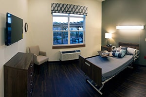 A patient's room at Houston transitional Care