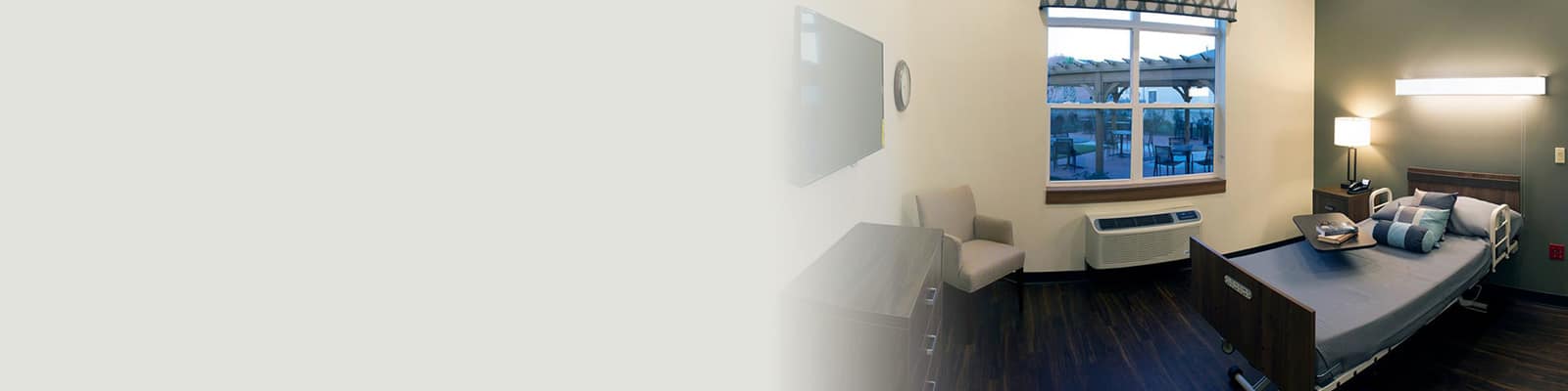 A patient's room at Houston Transitional Health Care