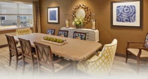 The dining room at Houston Transitional Care